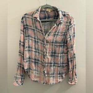 COPY - Anthropologie Pink Plaid Button Up